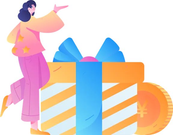 Femme faisant des achats de cadeaux  Illustration