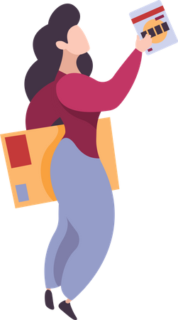 Femme faisant des achats de marchandises  Illustration