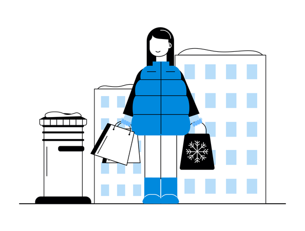 Femme faisant des achats de Noël  Illustration