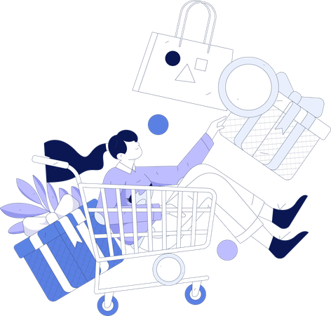 Femme faisant des achats en ligne  Illustration