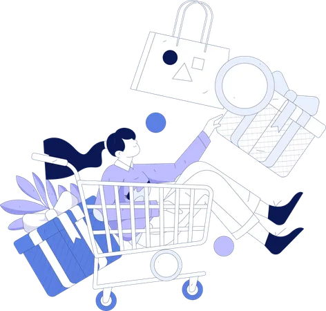 Femme faisant des achats en ligne  Illustration