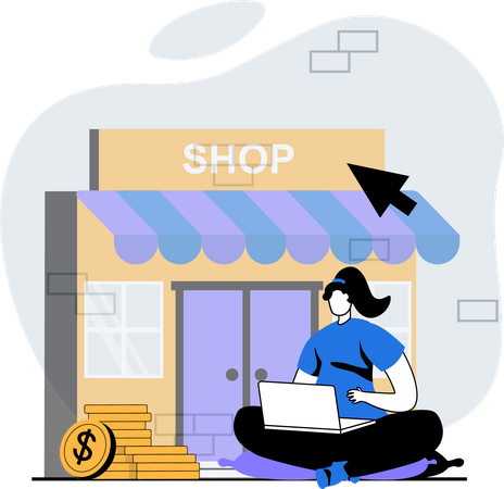 Femme faisant des achats en ligne  Illustration