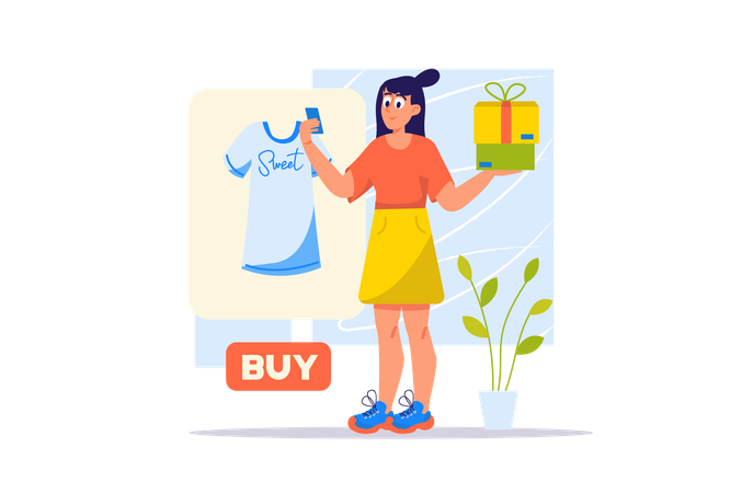 Femme faisant des achats en ligne  Illustration