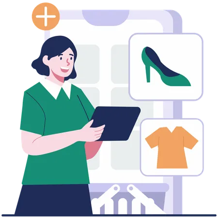 Femme faisant des achats en ligne  Illustration