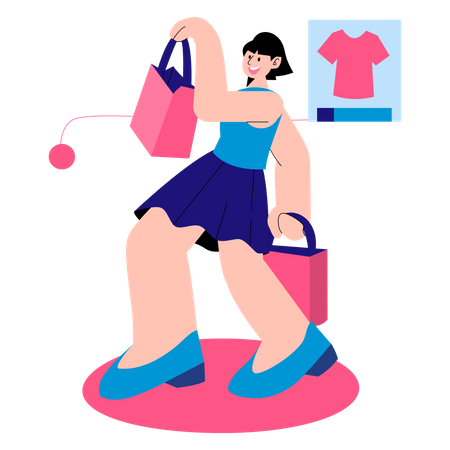 Femme faisant des achats en ligne  Illustration