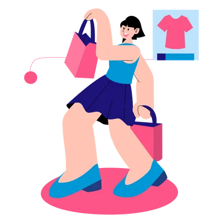 Femme faisant des achats en ligne  Illustration