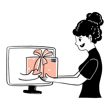 Femme faisant des achats en ligne  Illustration