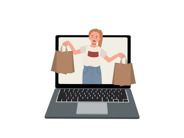 Femme faisant des achats en ligne  Illustration