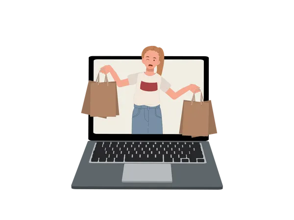 Femme faisant des achats en ligne  Illustration