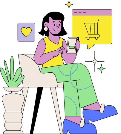 Femme faisant des achats en ligne  Illustration