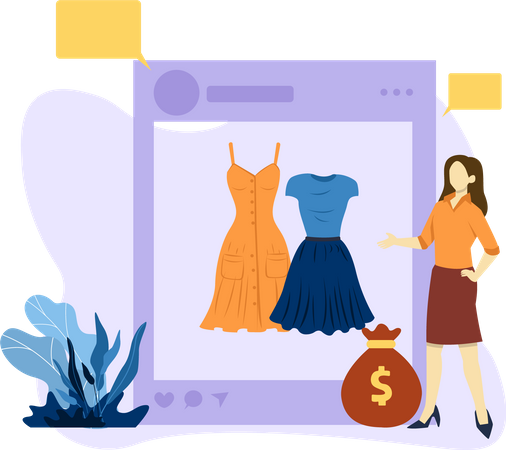 Femme faisant des achats en ligne  Illustration