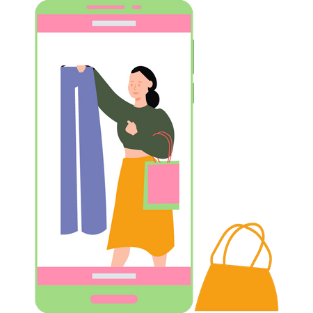 Femme faisant des achats en ligne  Illustration