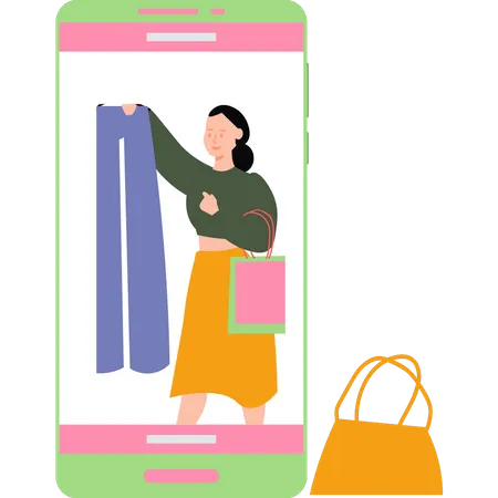 Femme faisant des achats en ligne  Illustration