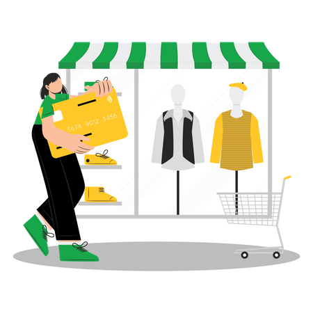 Femme faisant des achats en ligne  Illustration