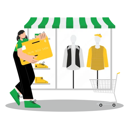 Femme faisant des achats en ligne  Illustration