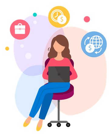 Femme faisant des achats en ligne  Illustration