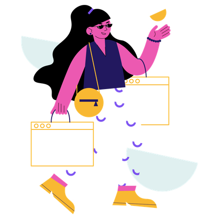 Femme faisant des achats en ligne  Illustration