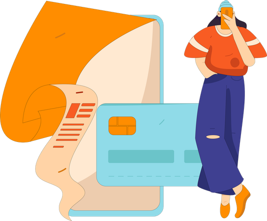 Femme faisant le paiement des achats en ligne  Illustration