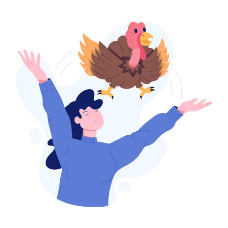 Une femme fabrique un oiseau de Thanksgiving libre de l'esclavage  Illustration