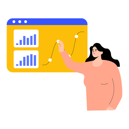 Femme faisant des analyses financières  Illustration