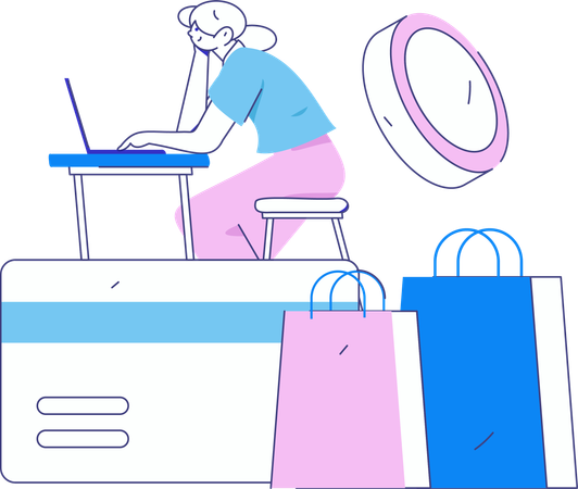 Femme faisant le paiement des achats  Illustration