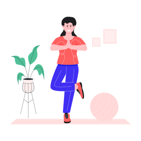 Femme faisant des étirements  Illustration