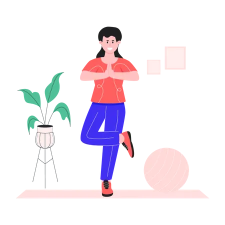 Femme faisant des étirements  Illustration