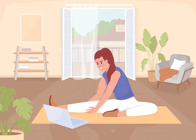 Femme faisant des exercices d'étirement  Illustration