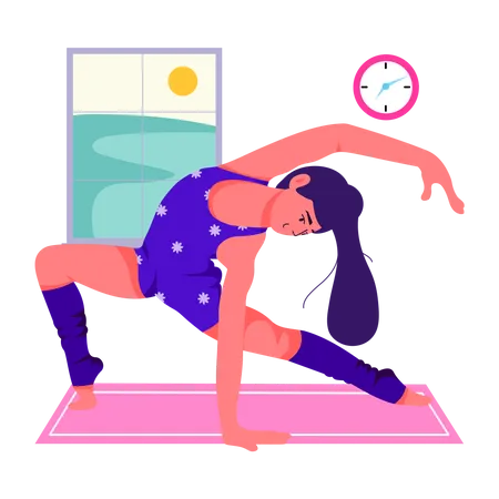 Femme faisant du yoga étirement  Illustration