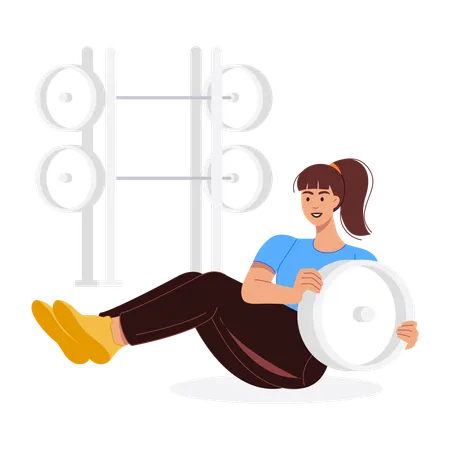 Femme faisant des exercices d'abdos  Illustration