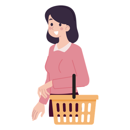 Femme faisant du seau de shopping  Illustration