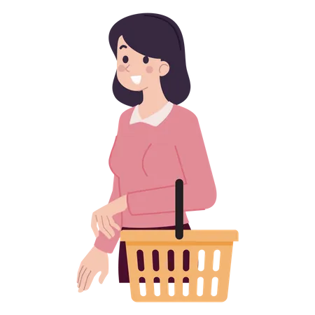 Femme faisant du seau de shopping  Illustration