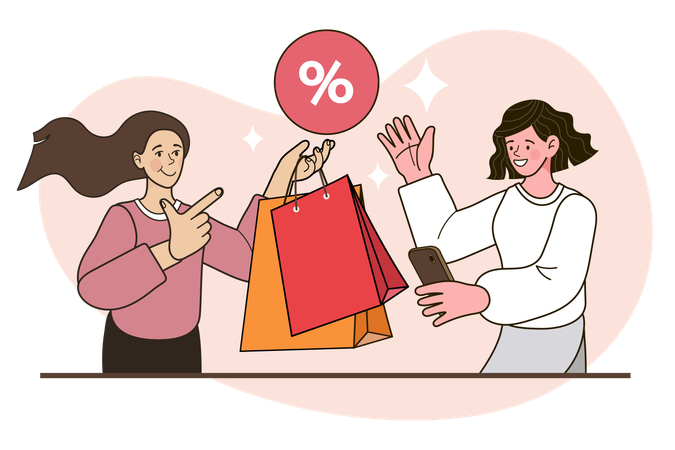 Femme faisant des achats de vente  Illustration