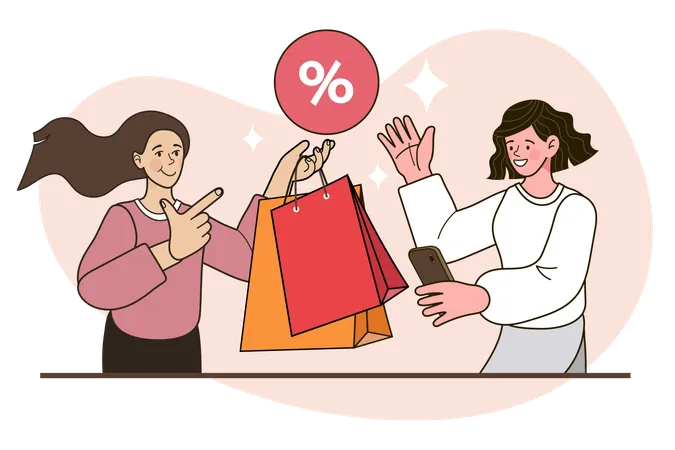 Femme faisant des achats de vente  Illustration