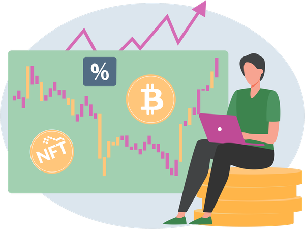 Une femme faisant du trading de crypto-monnaies  Illustration
