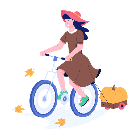 Femme faisant du vélo  Illustration