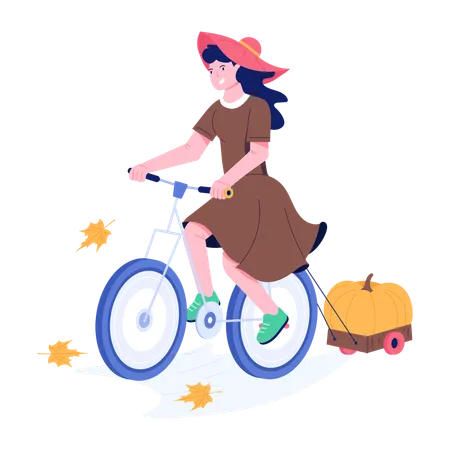 Femme faisant du vélo  Illustration