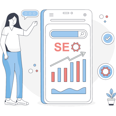 Femme effectuant du développement SEO  Illustration