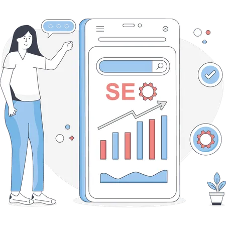 Femme effectuant du développement SEO  Illustration