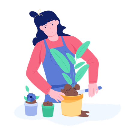 Femme faisant du jardinage  Illustration