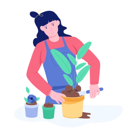 Femme faisant du jardinage  Illustration