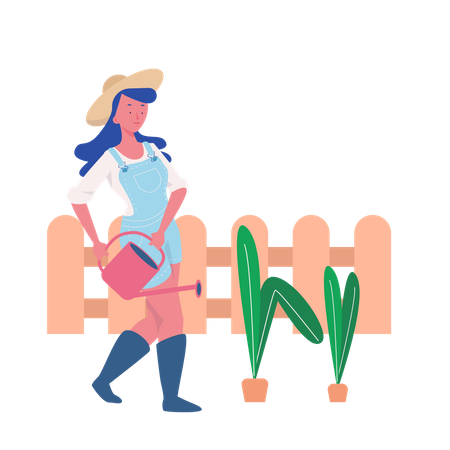 Femme faisant du jardinage  Illustration