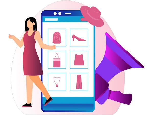 Femme faisant du marketing de produits  Illustration