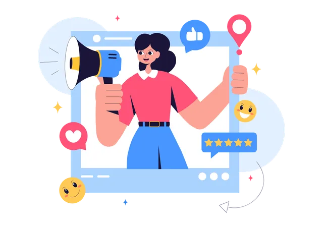 Femme faisant du marketing en ligne  Illustration