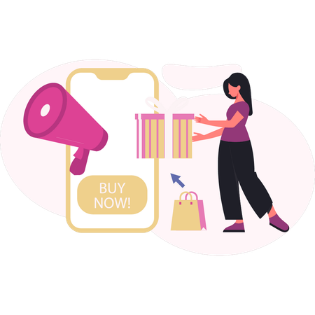 Femme faisant du marketing en ligne  Illustration