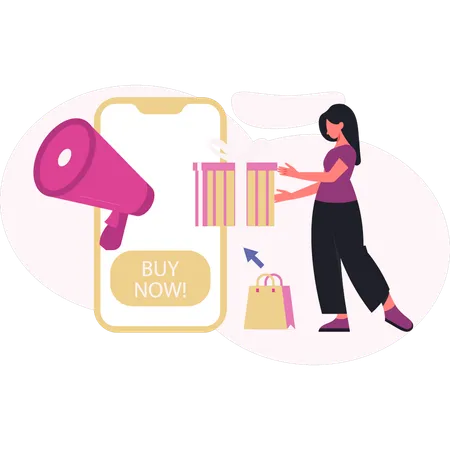 Femme faisant du marketing en ligne  Illustration