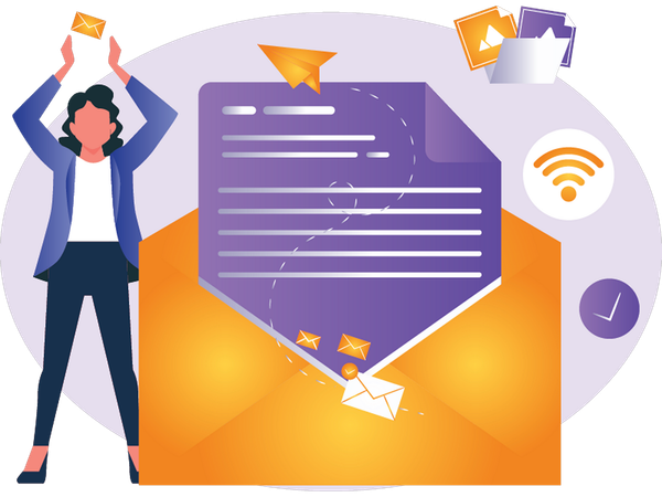 Femme faisant du marketing par courrier  Illustration
