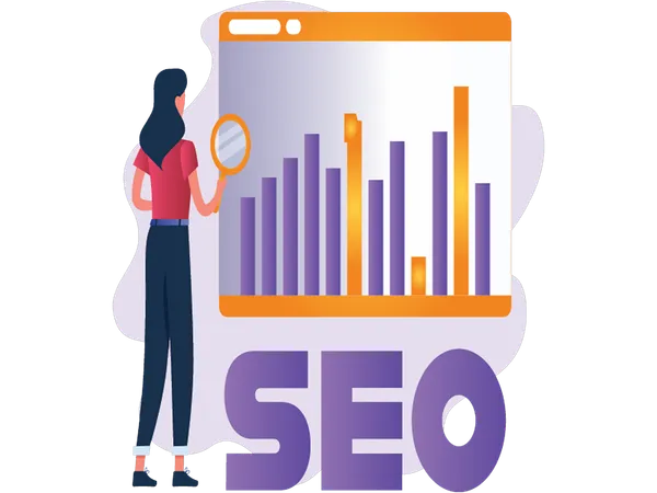 Femme faisant du marketing SEO  Illustration