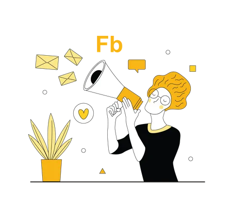 Femme faisant du marketing sur les réseaux sociaux  Illustration