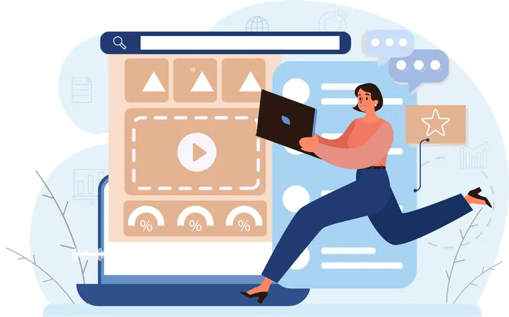 Femme faisant du marketing vidéo  Illustration